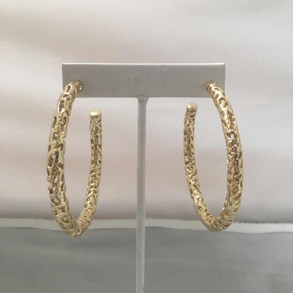 Large Gold-Tone Hoop Earrings Costume Jewelry